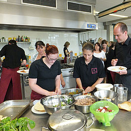 School with professional kitchen